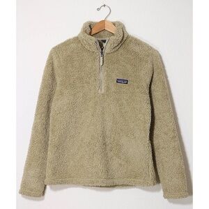 Patagonia Los Gatos 1/4 Zip Pullover Soft Teddy Fleece Sweatshirt Khaki Tan Sz M